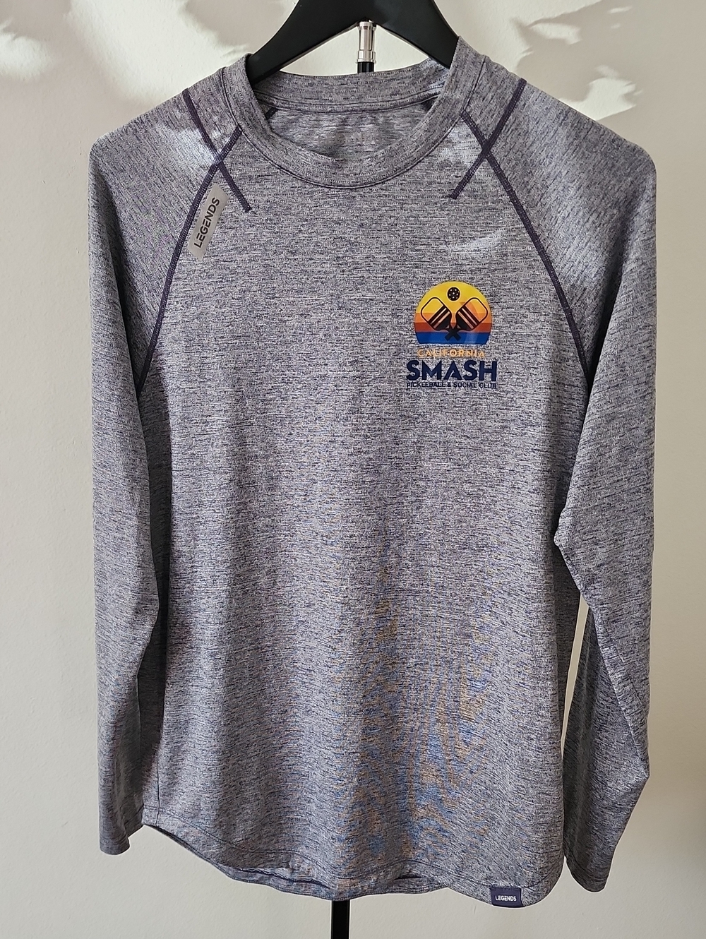 Legends SMASH Pickleball Performance Long Sleeve Shirt Gray